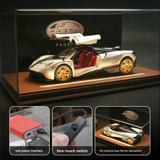 Acrylic Display Box with Light for 1:24 Alloy Car Model Simulation Car Collection Ornaments Dustproof Storage Box Home Decor