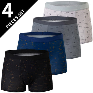 4 Pieces European and American Size MEN'S FASHION Printed Boxer Underwear Comfortable Swimming Trunks Oversized Underwear Shorts