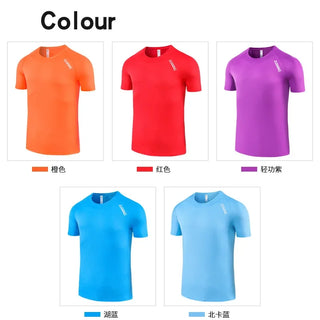 Men's Quick-drying Round Neck Summer Sport T-shirt Marathon Running Training Gym Sport Shirt Tops Shorts Sleeve Fitness For Male