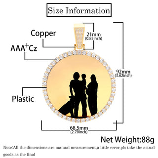 Custom Made Big Photo Medallions 18k Gold Necklace