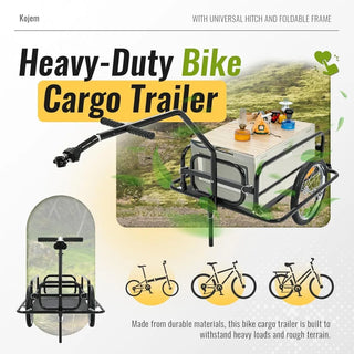 Heavy-Duty Storage Bicycle Trailer 88lbs Capacity,16IN Wheel Bike Wagon Cart,with Universal Hitch and Foldable Frame,Fit for Pet