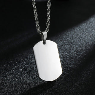 Sifisrri Personalized Custom Name Necklace Engrave Picture Letter Rectangle Pendant For Women Men Fashion Family Jewelry Gift