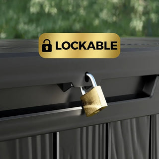 100GAL Deck Box, Outdoor Storage Boxes Lockable Lid for Garden Tools, Patio Furniture, Pool Suppliesand Cushions Black