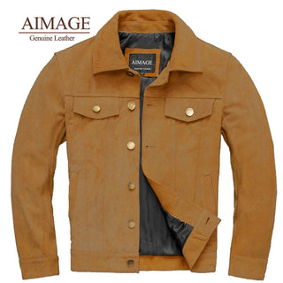 Men Suede cowhide coat Classic England style Suede leather jacket