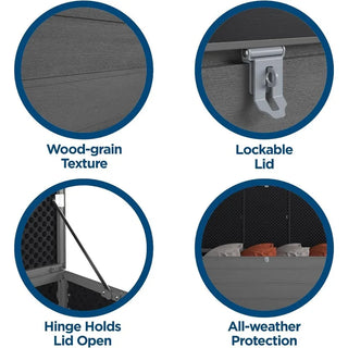 Outdoor Living 88180BGY1E Outdoor Patio Storage, Extra Large, 180 Gallons, Charcoal Deck Box,