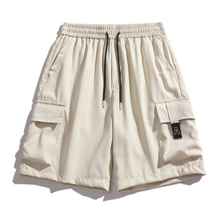2024 New Summer Men's Loose Cargo Shorts Y2k Multi-Pockets Wide Leg Baggy Short Pants Ice Silk Quick Dry Straight Casual Shorts