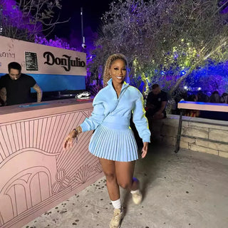 Weird Puss Elegant Simple 2 Piece Set Women 2024 Fall Trend Casual Sweatshirts+Pleateda-Line Skirt Classic Matching Streetwear