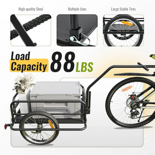 Heavy-Duty Storage Bicycle Trailer 88lbs Capacity,16IN Wheel Bike Wagon Cart,with Universal Hitch and Foldable Frame,Fit for Pet