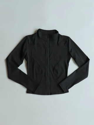 Fitfemme Women's Slim Fit Sports Jacket - High Neck, Full Zip, Long Sleeve, Multiple Colors for Yoga & Workout