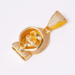 Hoodie Skull Pendant Necklace for Men Gold Color Hip Hop Rock Jewelry