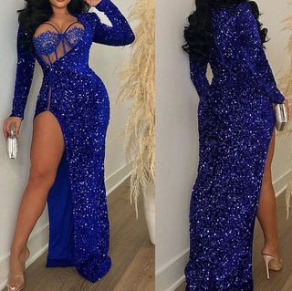 Luxury Dresses Women 2024 Sequin Elegant Party Dresses Woman Long Slit Dress Sexy Cocktail Prom Formal Evening Dresses HXY518