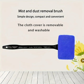 Car Window Cleaner Brush Kit Microfiber Windshield Cleaning Tool Auto Interior Glass Wash Wiper Long Handle Reusable Cloth Pad