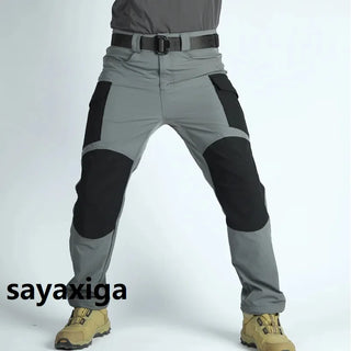 2024Men's Tactical Trousers Slim Pants Outdoor Overalls Straight Training Multiple Pockets Hiking Fishing Casual Pants Quick Dry