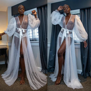 Customized Bridal Maternity Dresses Robes for Photography Sheer Robe Puffy Fluffy Tulle Maternity Dressing Gowns Women Bathrobe