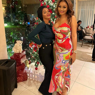 Weird Puss Colorful Print Dress Women Backless Sleeveless Tight Summer Midnight Sexy Peach Hip Hottie Club Trend Hipster Bodycon