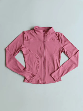 Fitfemme Women's Slim Fit Sports Jacket - High Neck, Full Zip, Long Sleeve, Multiple Colors for Yoga & Workout