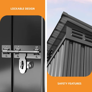9 x 4ft Outdoor Storage Shed with Windows,Lockable Doors & Sloped Roof,Large Metal Garden Shed for Patio,Backyard,Garage