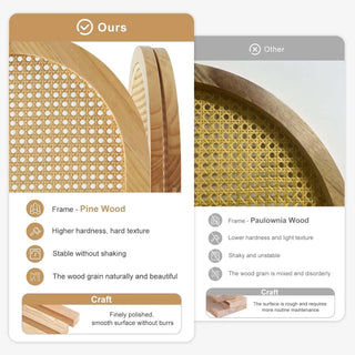 Room Dividers and Folding Privacy Screens, Pine Wood 5.6 Ft Double Hinged Rattan Partition Freestanding Wall Room Divider for Ho