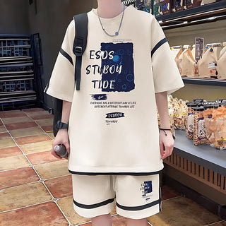 S-6XL Summer Oversized Men's Set Korean Casual Sports Suit Breathable T-shirts Shorts 2 Piece Set High Street Men's Clothing New