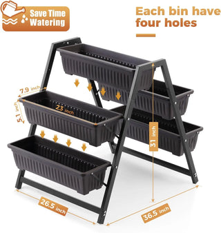 Raised Garden Planter Bed Tiered Planter Stand with 5 Boxes (Brown) 26" Long*36.5" Wide*31" Tall Good for Herbs Flowers or Veget