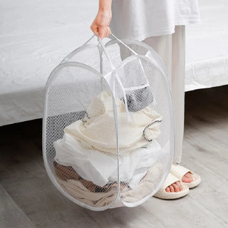Foldable Hand-Held Laundry Basket Dirty Clothes Storage Grid Basket Household Organizer for Clothes