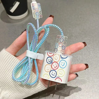 Cherry Frosted Style Charger Cable Protection Cover For iphone US 18/20W Adapter Protector Case Data Line Cord Winder Protective