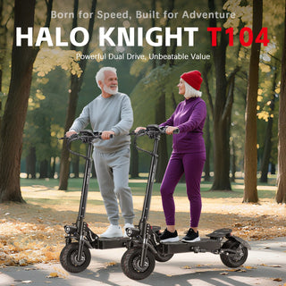 HALO KNIGHT T104 Adult Electric Scooter 2400W Dual Motor Powerful 65KM/H Fast E Scooter 52V 21Ah Cheap Foldable US Kick Escooter