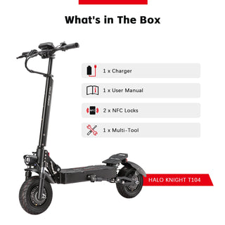 HALO KNIGHT T104 Adult Electric Scooter 2400W Dual Motor Powerful 65KM/H Fast E Scooter 52V 21Ah Cheap Foldable US Kick Escooter