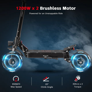 HALO KNIGHT T104 Adult Electric Scooter 2400W Dual Motor Powerful 65KM/H Fast E Scooter 52V 21Ah Cheap Foldable US Kick Escooter