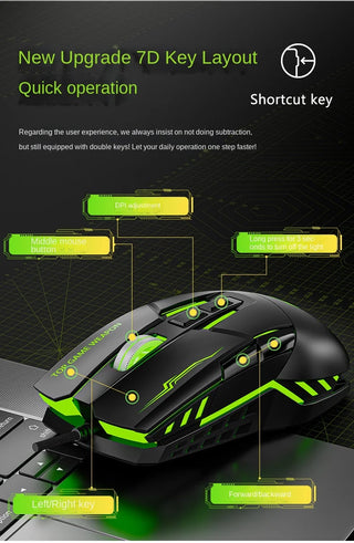 Macro Definition 7D Esports Gaming Mouse USB Right Hand RGB Backlit Can Be Turned off Heavy Duty Wired Stock Office Home LOL