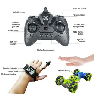 Newest 4WD RC Stunt Car 2.4G Radio with 1/2/3 Battery Remote Control Cars RC Watch Gesture Sensor Rotation Electronic Toys Gifts