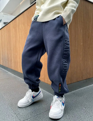 Thermal Fleece-Lined Boys' Sports Pants Winter Kids' Athletic Pants Medium-Large Toddler Boys Casual School Pants