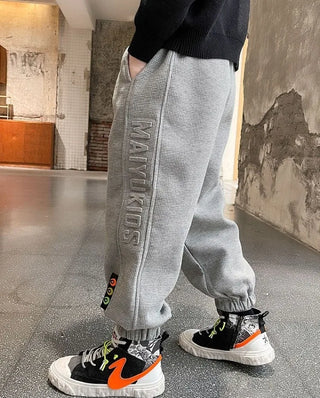 Thermal Fleece-Lined Boys' Sports Pants Winter Kids' Athletic Pants Medium-Large Toddler Boys Casual School Pants