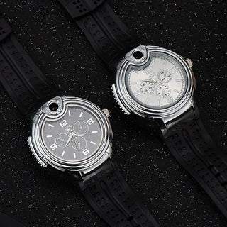 Outdoor Watch Inflatable Lighter Fashion Metal Gas Windproof Portable Open Flame Lighter Smoking Cool Personality Gift 2025 New