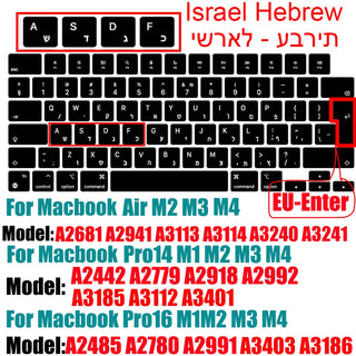 Compatible keyboard cover For MacBook Air 13.6 M2 M3 A3113 A2681 A3114 MacBook Pro14 16 M1 A2442 A2485 A2779 A2780 with touch ID