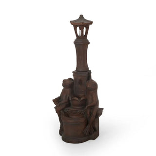 37.25 High Elaine Sapos Fountain Rustic MultiBrown Hand Crafted Resistant Floor Fountain with Light