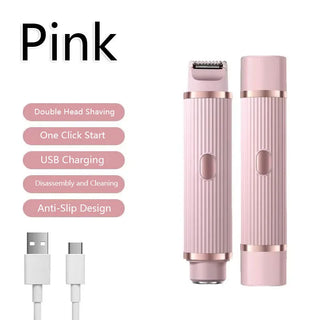 Waterproof 2in1 Electric Shaver for Women Bikini Hair Trimmer Wet Dry Use Dual Head Detachable Cordless Rechargeable