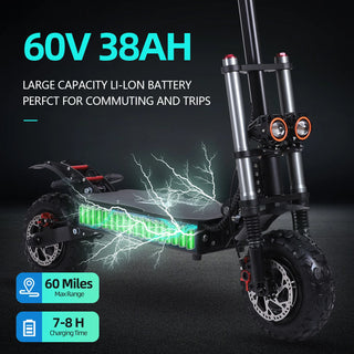 J30MAX Electric Scooter 6000W Dual Motor 60V38AH Battery Double oil brake E-Scooter 11-inch Off-road tire City Scooters Electric