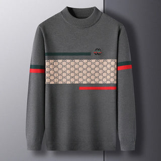 New Round Neck Slim Fit Men's Sweater for Autumn and Winter, Korean Style Trendy and Casual Long Sleeved Knitted Base Sweater