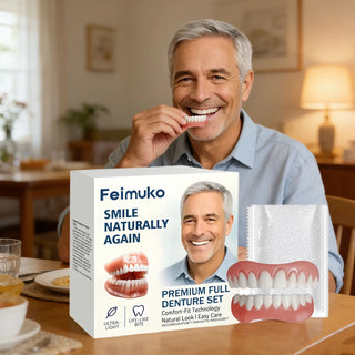 Dentures Full Set Natural Upper Lower Braces Silicone Denture Set for Men Women Instant Confident Fake Tooth Oral Hygiene Care