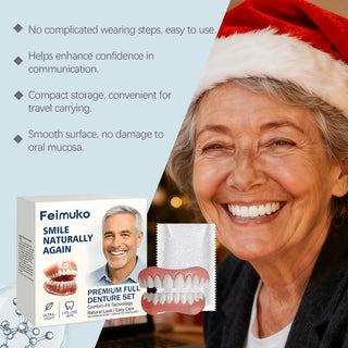 Dentures Full Set Natural Upper Lower Braces Silicone Denture Set for Men Women Instant Confident Fake Tooth Oral Hygiene Care
