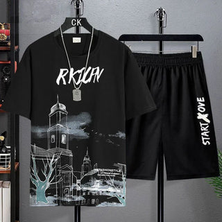 Summer Quick Drying Men's Sets Fashion tracksuits Casual Breathable Short Sleeve 3D Printed Sports T-shirt+Shorts Basketball Set