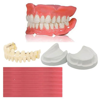 1Set Dentures Fake Teeth Braces Wax Strips DIY Kit Reusable Full/Partial Denture Top and Bottom Temporary Fake Tooth Easy Use