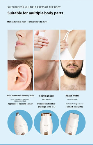 Women Electric Shaver Waterproof Painless Hair Trimmer for Bikini Body Legs Face Underarms Hair Removal Cordless