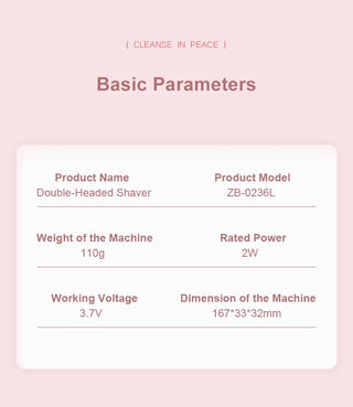 2 in 1 Dual-Head Painless Women Electric Razors Bikini Trimmer Wet Dry Use for Ladies Pubic Hair Detachable Head Electric Shaver