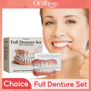 Silicone False Teeth Upper Lower Veneers Dentures Whitening Fake Teeth Confident Smile Comfortable Fit Teeth Orthodontic Tools