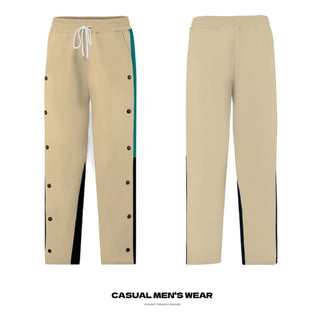 Men New Straight Pants Fashion Button Elastic Casual Trousers Spring Autumn Outdoor Breathable Comfort Pocket Sweat Pants Men