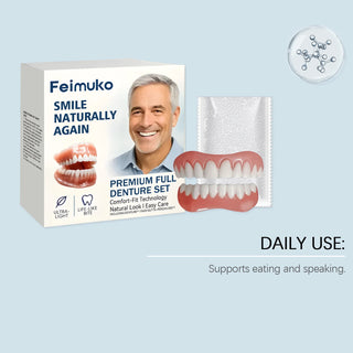 Dentures Full Set Natural Upper Lower Braces Silicone Denture Set for Men Women Instant Confident Fake Tooth Oral Hygiene Care
