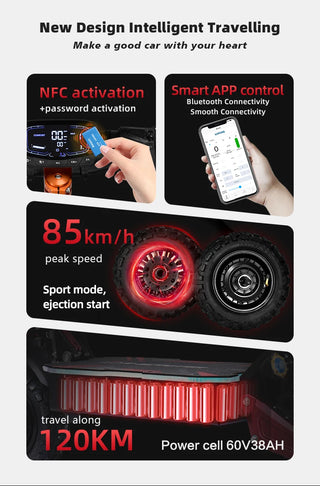 Electric Scooter 6000W Travel Motor 60V38AH Battery NDavid Safety App Control Electric Scooter Silent Tire Electri