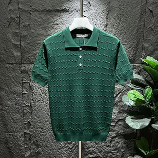 Ice Silk Short-sleeved Men's Cool T-shirt Slim Lapel Draping Handsome Street Style